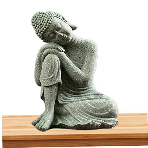 Buddha -Statuen, 12 cm/4,7 Zoll Mini Sandstein Buddha Ornament, ruhen schlafende Buddha meditieren Dekor für Home Office Decoration Geschenk (Stil 1) von Hemore