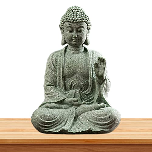 Buddha -Statuen, 12 cm/4,7 Zoll Mini Sandstein Buddha Ornament, ruhen schlafende Buddha meditieren Dekor für Home Office Decoration Geschenk (Stil 2) von Hemore