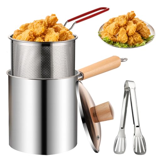 Frittichtopf mit Korb und Tong 3L -Griff aus Edelstahl -Chip -Friteuse mit temperamentvollem Glasdeck Frittichtopf mit Korb und Tong 3L -Griff aus Edelstahl -Chip -Friteuse mit temperamentvollem Glasdeck von Hemore