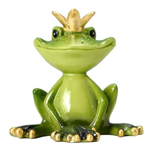 Frosch Figur Sitting Haltung & Smile Face Frog Statue tragen Kronesammierbare dekorative Harztiere für Regal Tabletop TV -Bank Garten, Halloween Dekor Frosch Figur Sitting Haltung & Smile Face Frog Statue tragen Kronesammierbare dekorative Harztiere für Regal Tabletop TV -Bank Garten, Halloween Dekor von Hemore