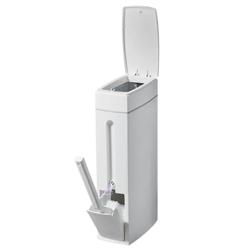 Hemore Badezimmermüll Can 4x8x17in 4, 5 l Schlanker Badezimmerbehälter mit Toilettenbürstenhalter Pressemitteler weißer rechteckiger Toilettenmüll für Küchenräume sparsam, Mülleimer Hemore Badezimmermüll Can 4x8x17in 4, 5 l Schlanker Badezimmerbehälter mit Toilettenbürstenhalter Pressemitteler weißer rechteckiger Toilettenmüll für Küchenräume sparsam, Mülleimer von Hemore