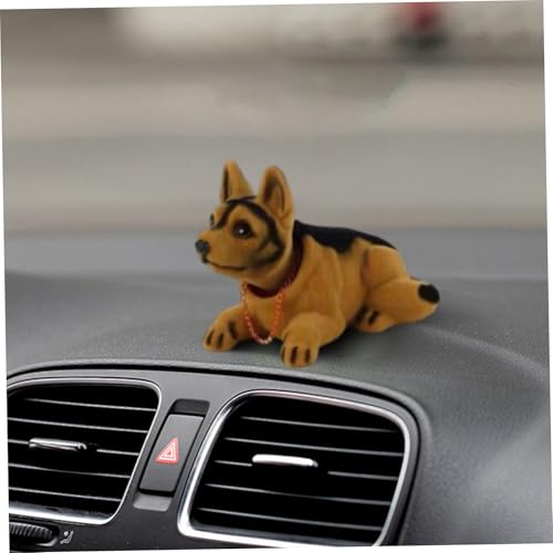 Hemore Hunde Bobblehead, lebenseike und entzückender Hirthund-Hunde-Bobble-Kopf, Selbstklebender dekorativer Harzbobblehead für das Auto-Armaturenbrett, 2, 7 x 6 x 4, 3 Zoll, Halloween-Dekoration von Hemore