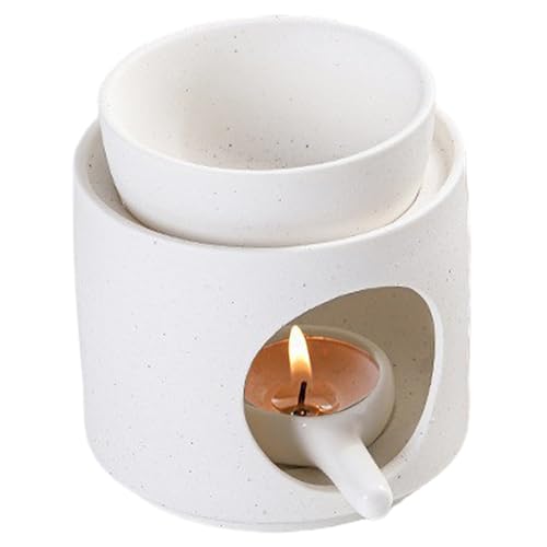 Hemore Keramikdiffusor Hochtemperaturbeständiges Wachsschmelzbrenner mit Teelichthalter Klassischer geteilter Keramik Abnehmbarer Schüssel Ölbrenner für Wohnkultur, weiße, Halloween-Dekoration von Hemore