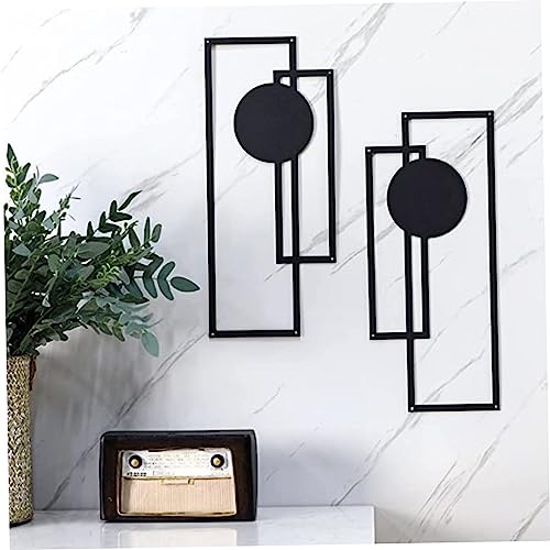 Hemore Metall -Wanddekoration, 2pcs 40x17cm Moderne geometrische abstrakte Wandskulpturen, Schwarze minimalistische Wandkunst, Wandhängeverzierungen für Wohnzimmer Home Dekoration von Hemore