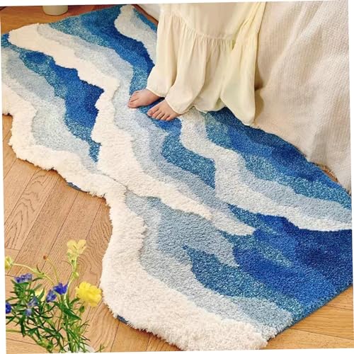 Hemore Ozeanteppich, 50x120 cm weiche Mikrofaser süßer Tufteteppich für Badezimmer, weiche absorbierende Badematte, Nicht rutsches Süßes Badezimmerdekoration von Hemore
