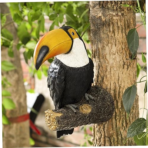 Hemore Toucan -Figuren, 29 cm/11,4 -Zoll -Harz Realistischer Toukan -Vogel auf Aststatuen, tropischer Vogelgartenbaumskulptur, Dekorationsverzierung Desktops für die Dekoration von Hausgarten (gelb) von Hemore