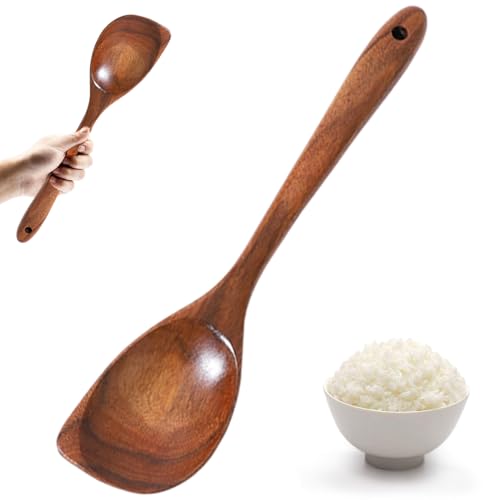 Holzlöffel zum Kochen des Lebensmittelqualitäts glattes Lühllöffel mit hängenden Loch für Suppe, Salat, Rühren, 12, 8 Zoll, Halloween -Dekor von Hemore