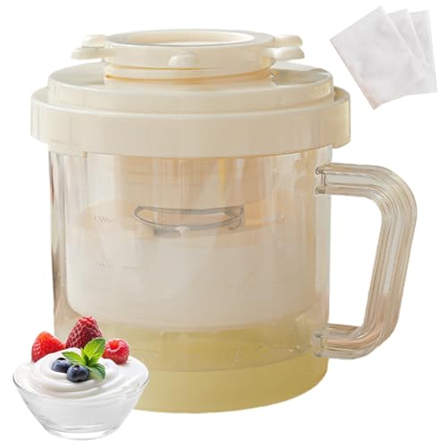 Joghurtsieb, BPA-freies Käsesieb mit 3 feinem Maschenbeutel und lecksicherem Deckel, abnehmbare Nussmilch-Hersteller mit Griff zum Herstellen dicker griechischer Joghurt-Sojabohnenmilch, Halloween-De von Hemore