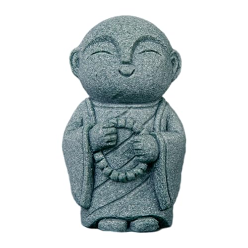 Kleine Buddha -Statue, Gebetsperlen Buddha Statue, Sandstein Feng Shui Dekor für Home Office Auto Topf Pflanzenfischtank Aquarium Dekoration, Halloween Dekor von Hemore