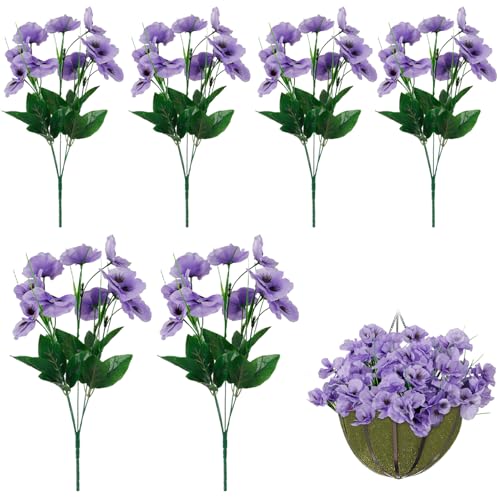 Künstliche Stiefmütterchen für Outdoors 6 Bündel 14in gefälschte Blumen DIY -Kunstblumen 10 Blumen Realistische künstliche Blumen für Garten Hochzeit Veranda Mittelstücke, künstliche Blumen, künstlic von Hemore