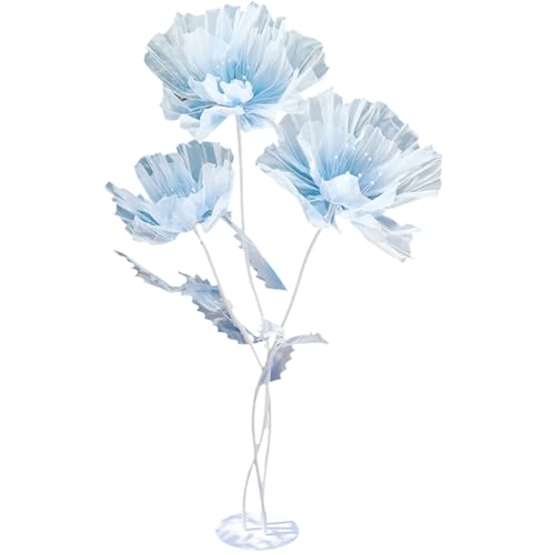 Riesige Blumenhochzeitsdekorationen, 55 -Zoll -Gaze ​​künstliche Blumen mit Stielen & Basis, Party Bankett Hintergrunddekor, Fotografie -Requisiten für Hochzeitsempfangs -Fenster -Display (blau) von Hemore