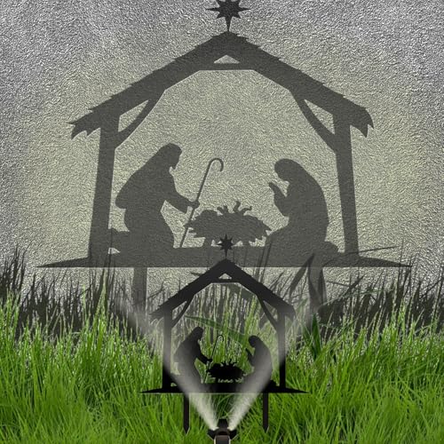 Weihnachtsgeburt Set, Metall -Krippe Szene mit Stakes Silhouette Yard Schild, Eisenkunst -Set Ornament für Rasen und Garten in Home Office, Halloween Decor von Hemore