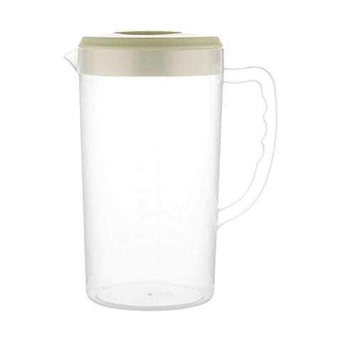 HEMOTON 2200ML Kühlschrankkrug Wasserkaraffe mit Deckel Wasserkrug Saftkaraffe Kunststoff Krug mit Skala für Heiß Kaltsaft Tee Saft Getränke Milch Kaffee Grün von HEMOTON