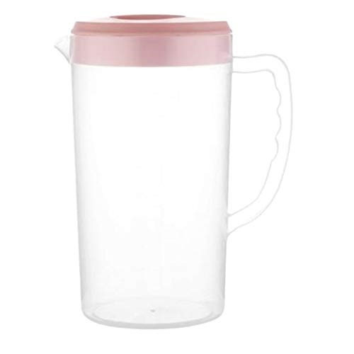 HEMOTON 2200ML Kühlschrankkrug Wasserkaraffe mit Deckel Wasserkrug Saftkaraffe Kunststoff Krug mit Skala für Heiß Kaltsaft Tee Saft Getränke Milch Kaffee Rosa von HEMOTON