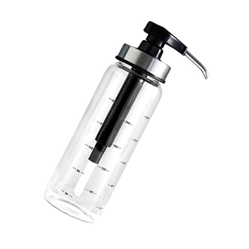 HEMOTON 300ML Pumpflasche Honigspender Glas Pumpspender mit Skala Honigbehälter mit Maße Aufbewahrungsbehälter für Küche Sirup Saft (Schwarz) von HEMOTON