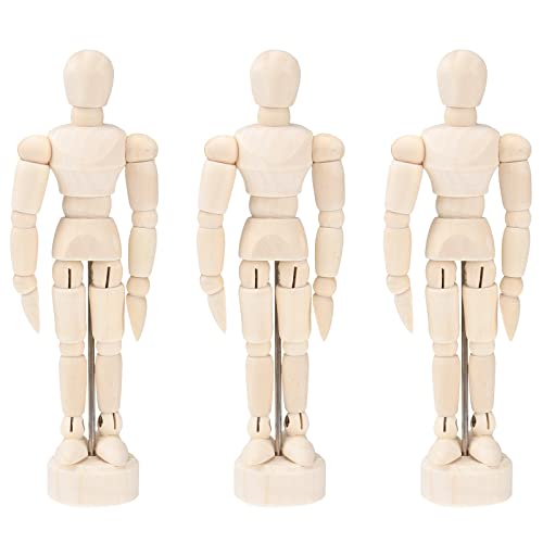 HEMOTON 3pcs Holzpuppe Zeichnen 4,5 Zoll Mannequin Kunst Zeichnen Skizze Künstlerpuppe Modellpuppe für Künstler Kinder Erwachsene Zuhause Büro Schreibtisch Dekoration von HEMOTON