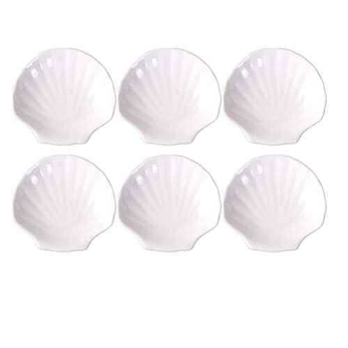 Hemoton Keramik Servierplatte, 6 Stück Muschelform Dip/Snack Schalen Appetizer Tray Servierteller 4 Inch von HEMOTON