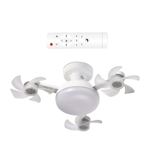 Hemousy Deckenleuchte Mit Lüfter | E27 Fassung Einbau Deckenventilator | Geräuscharmes Kühlgerät Für Wohnzimmer Schlafzimmer Mit Dimmbarer Beleuchtung von Hemousy