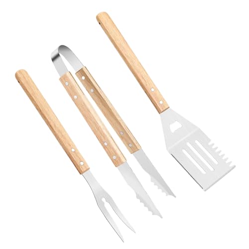 Hemousy Grillzubehör | 3-Teiliges Grillwerkzeug-Set | Hitzebeständiges Küchenzubehör Mit Holzgriff Und Rutschfestem Griff Für Camping Steak Burger Kuchen Grillen Schweinekotelett Pizza Hemousy Grillzubehör | 3-Teiliges Grillwerkzeug-Set | Hitzebeständiges Küchenzubehör Mit Holzgriff Und Rutschfestem Griff Für Camping Steak Burger Kuchen Grillen Schweinekotelett Pizza von Hemousy