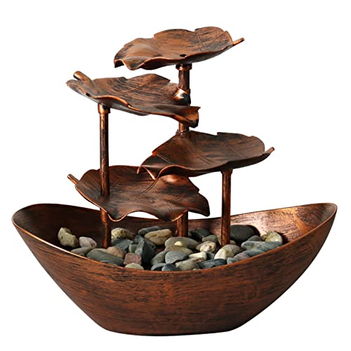 Hemousy Tisch-Wasserfontäne - 4-stufiger Wasserfall-Brunnen mit Lotusblatt | Automatische USB-Tischbrunnenpumpe mit Netzschalter - Tischbrunnen Indoor mit LED-Beleuchtung Hemousy Tisch-Wasserfontäne - 4-stufiger Wasserfall-Brunnen mit Lotusblatt | Automatische USB-Tischbrunnenpumpe mit Netzschalter - Tischbrunnen Indoor mit LED-Beleuchtung von Hemousy