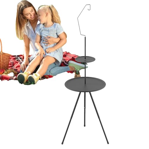 Hemousy Tragbarer Campingtisch - Runder Tragbarer Campingtisch - Stabiler Klapptisch Mit Dreiecksfüßen Für Camping Garten Haushalt Zubehör von Hemousy