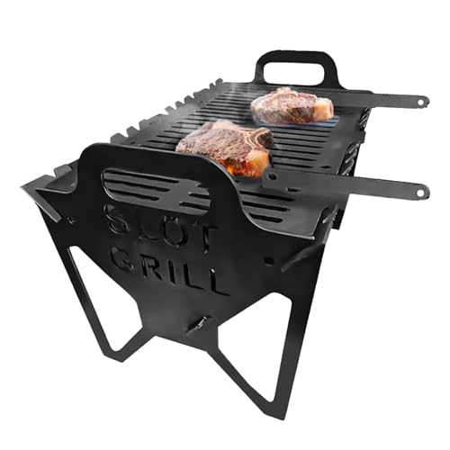 Hemousy Tragbarer Grill,Metall Grill Mit Kohle | Robuster Schwenkgrill-Zubehör Für Balkon Terrasse Camping Garten von Hemousy
