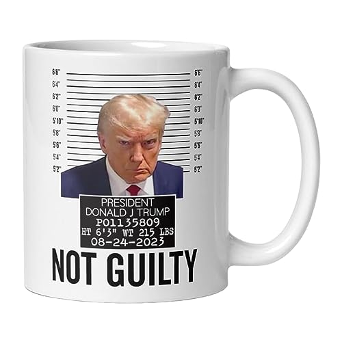 Hemousy Trump Mugs Not Guilty Trump Kaffeetasse Shot Trump Mugshot Kaffeetasse Lustige Trump Keramiktasse für Geschenke Weihnachten Geburtstag von Hemousy