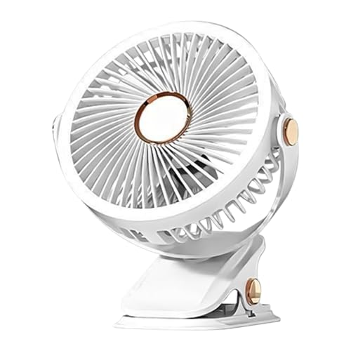 Hemousy Ventilator Mit Clip | Persönlicher Klemmventilator - Typ-C Wiederaufladbar Kabellos Mit Nachtlicht Für Auto Camping Wohnheim Lager Werkstatt Küche Arbeitsplatz von Hemousy