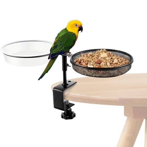 Hemousy Vogelbäder Für Den Außenbereich, Vogel Futterstation Mit Vogelbad, Verstellbare Wasserschüssel mit abnehmbarem Tablett für Vögel wie Kolibris Sittiche von Hemousy