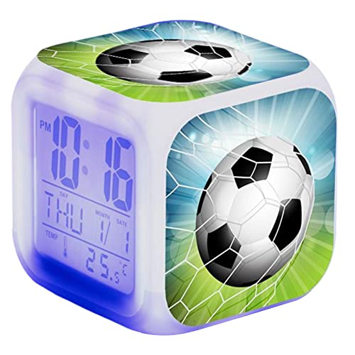 Hemousy Wecker für Kinder | Digitaler Kinderwecker Digitaluhr | Kinderuhren für Schlafzimmer | LED-Anzeige, leuchtende Fußballuhr, neuartiger Fußball-Wecker für Jungen von Hemousy