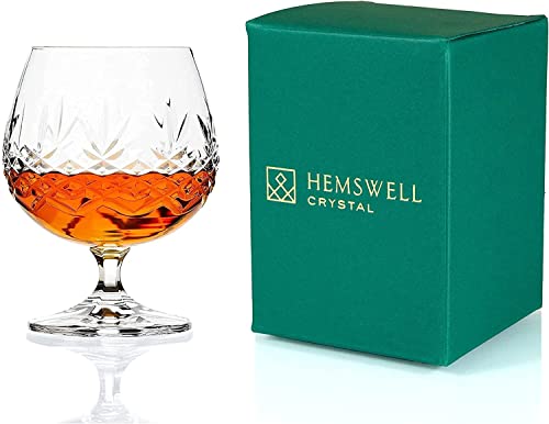 Hemswell Kristall Cognacschwenker 1 Stück Europäischen Cognac Gläsern 8,5 oz – Digestif Gläser ideal für Brandy und Cognac – Satinierte Präsentationsbox – Wicklow Design von Hemswell Crystal