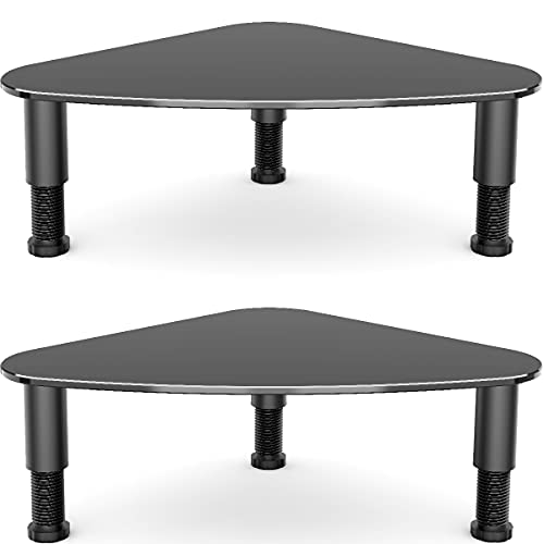 Hemudu 2 Packungen Monitor Universal Höhenverstellbar dreieckige Ständer Flachbildfernseher Ständer Glas Aufsatz Tischständer/Schwarz HD01B-203P von Hemudu
