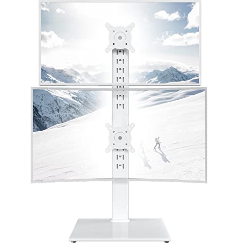 Dual Monitor Ständer - Vertikaler Stapelbildschirm Freistehender Monitor Haltung Für 13 bis 34 Zoll große Bildschirme mit drehbarem, neigbarem und höhenverstellbarem Weiß von Hemudu