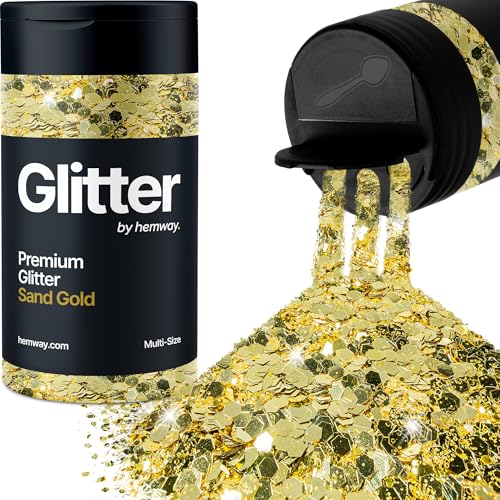 Hemway Sand-Gold 5 Größe Glitzer Mischen 120g/4.2oz Fein Grob Metallisch Harz Handwerk Multi-Größe Glitzer Paillette Shaker für Epoxid, Haare Gesicht Körper Auge Nagel Kunst Festival Party Hemway Sand-Gold 5 Größe Glitzer Mischen 120g/4.2oz Fein Grob Metallisch Harz Handwerk Multi-Größe Glitzer Paillette Shaker für Epoxid, Haare Gesicht Körper Auge Nagel Kunst Festival Party von Hemway