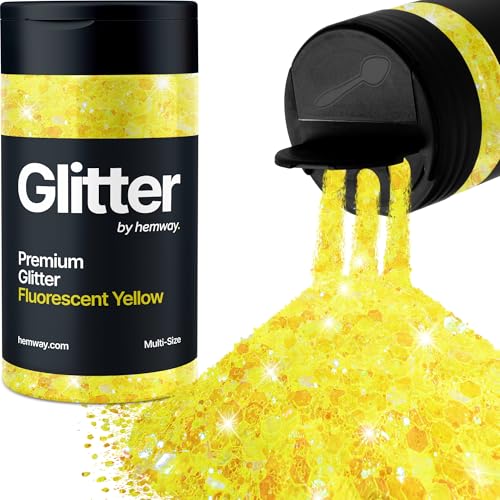 Glitzerstreuer verschiedene Größen fluoreszierendes gelbes Gesicht Nagelkunst Becher Weihnachtsfest Zubehör Bastelharz Kosmetik 120 g von Hemway