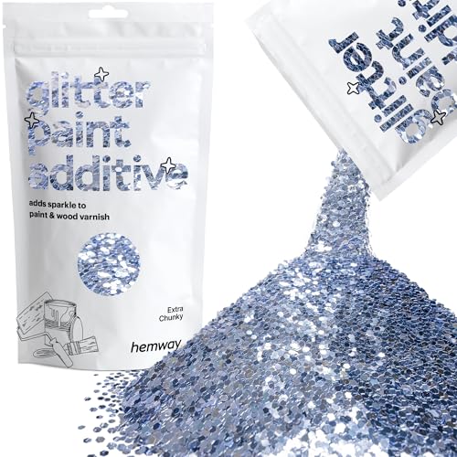 Hemway Glitter Paint Additive 100g / 3.5oz Crystals for Acrylic Emulsion Paint - Interior Wall, Furniture, Ceiling, Wood, Varnish, Matte - Extra Chunky (1/24" 0.040" 1mm) - Azure Blue von Hemway