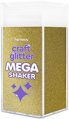 Hemway BULK Glitter 410g / 14.5oz MEGA Craft Shaker Glitter for Nails, Resin, Tumblers, Arts, Crafts, Painting, Festival, Cosmetic, Body - Microfine (1/256" 0.004" 0.1mm) - Gold von Hemway