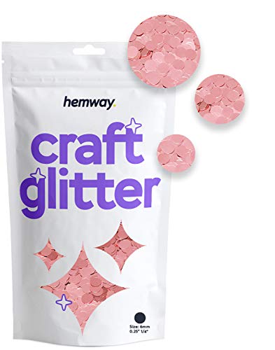 Hemway Craft Glitter - 1/4" 0.25" 6mm - Circle Sequins Round Glitter For Cosmetic, Nail, Body, Face, Arts, Crafts, Decoration - Rose Gold - 50g von Hemway