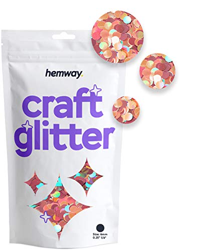 Hemway Craft Glitter - 1/4" 0.25" 6mm - Circle Sequins Round Glitter For Cosmetic, Nail, Body, Face, Arts, Crafts, Decoration - Rose Gold Holographic - 50g von Hemway