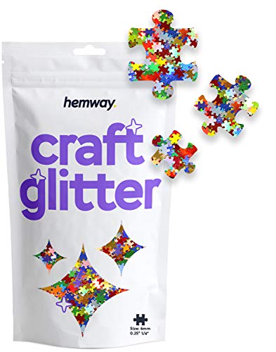 Hemway Craft Glitter - 1/6" 0.165" 4mm - Puzzle Shaped Glitter for Decoration, Scrapbook, Arts, Craft, Design, Nail, Cosmetic - Multi Coloured - 50g… von Hemway