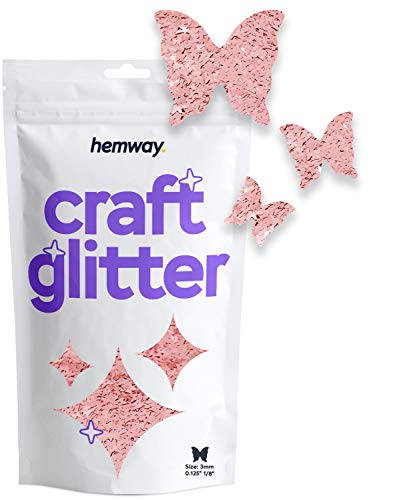 Hemway Craft Glitter - 1/8" 0.125" 3mm - Butterfly Glitter, Sequins, Sparkle, Nails, Decoration, Acrylic Nail Polish Additive - Rose Gold - 50g von Hemway