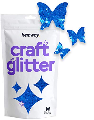 Hemway Craft Glitter - 1/8" 0.125" 3mm - Butterfly Glitter, Sequins, Sparkle, Nails, Decoration, Acrylic Nail Polish Additive - Sapphire Blue - 50g von Hemway