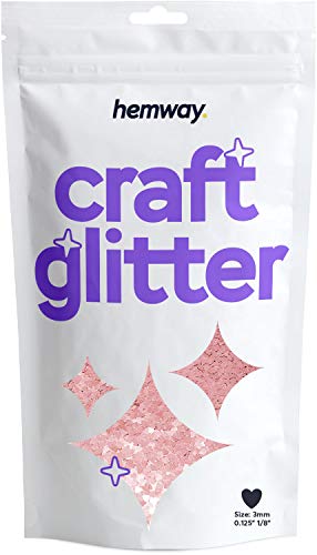 Hemway Craft Glitter - 1/8" 0.125" 3mm - Heart Shaped Valentines Love Glitter Nails, Face, Arts, Crafts and Decoration - Rose Gold - 50g von Hemway