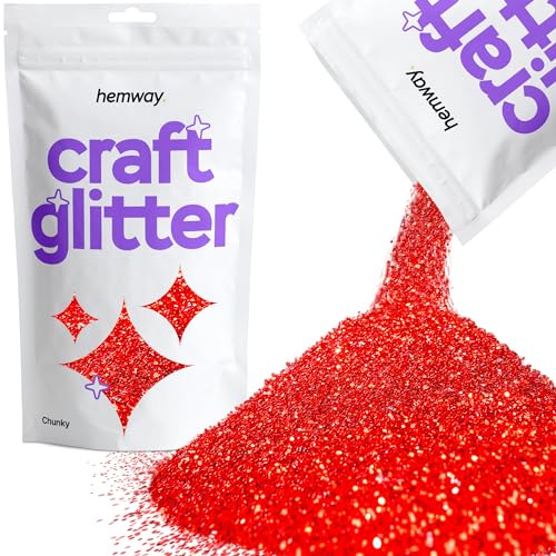 Hemway Craft Glitter 100g 3,5 Unzen Chunky 1/40" 0,025" 0.6MM (RED) von Hemway