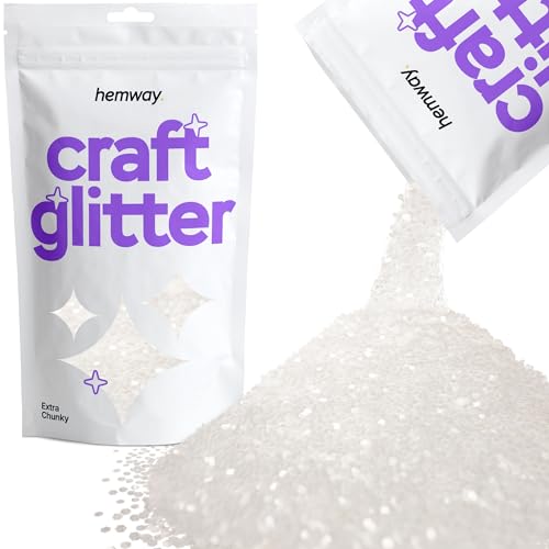 Hemway Craft Glitter 100g 3,5 Unzen Extra-Chunky 1/24" 0,040" 1MM (weiß) von Hemway