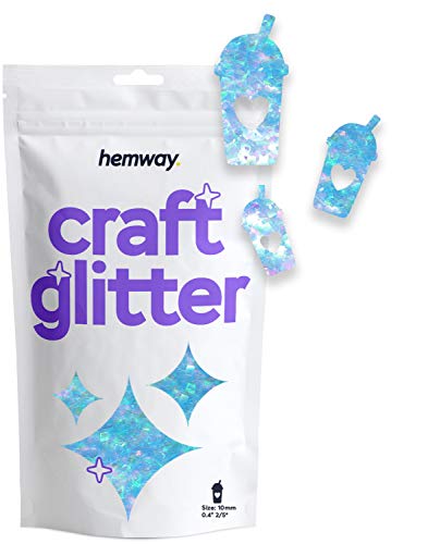 Hemway Craft Glitter - 2/5" 0.4" 10mm - Milkshake Shaped Glitter For Decoration, Kids, Scrapbook, Arts, Craft, Design, Nail, Cosmetic - Baby Blue - 50g von Hemway