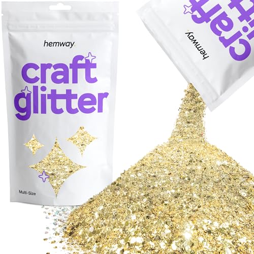 Hemway Craft Glitter - Grobstrick-Fein-Glitter-Mix in verschiedenen Größen für Kunsthandwerk Tumbler Kunstharz Malerei Dekorationen, Kosmetik für Nägel - Champagner Gold - 100g / 3.5oz von Hemway