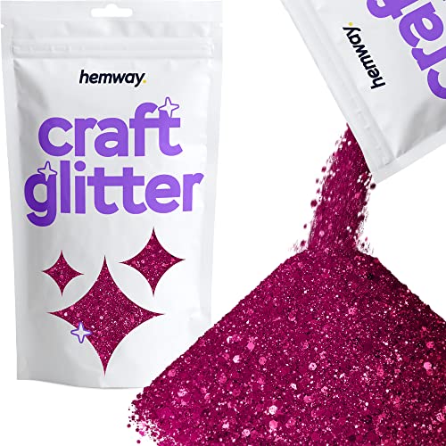 Hemway Craft Glitter - Grobstrick-Fein-Glitter-Mix in verschiedenen Größen für Kunsthandwerk Tumbler Kunstharz Malerei Dekorationen, Kosmetik für Nägel - Dunkelrosa - 100g / 3.5oz von Hemway