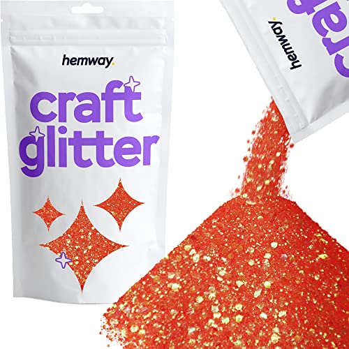 Hemway Craft Glitter - Grobstrick-Fein-Glitter-Mix in verschiedenen Größen für Kunsthandwerk Tumbler Kunstharz Malerei Dekorationen, Kosmetik für Nägel - Fluoreszierender Pfirsich - 100g / 3.5oz von Hemway