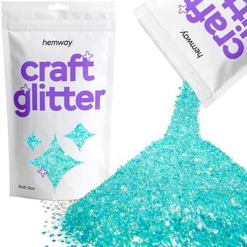 Hemway Craft Glitter - Grobstrick-Fein-Glitter-Mix in verschiedenen Größen für Kunsthandwerk Tumbler Kunstharz Malerei Dekorationen, Kosmetik für Nägel - Fluoreszierendes Blau - 100g / 3.5oz von Hemway